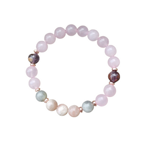 Bracelet Pierre de soleil, Quartz Rose, Labradorite, Améthyste